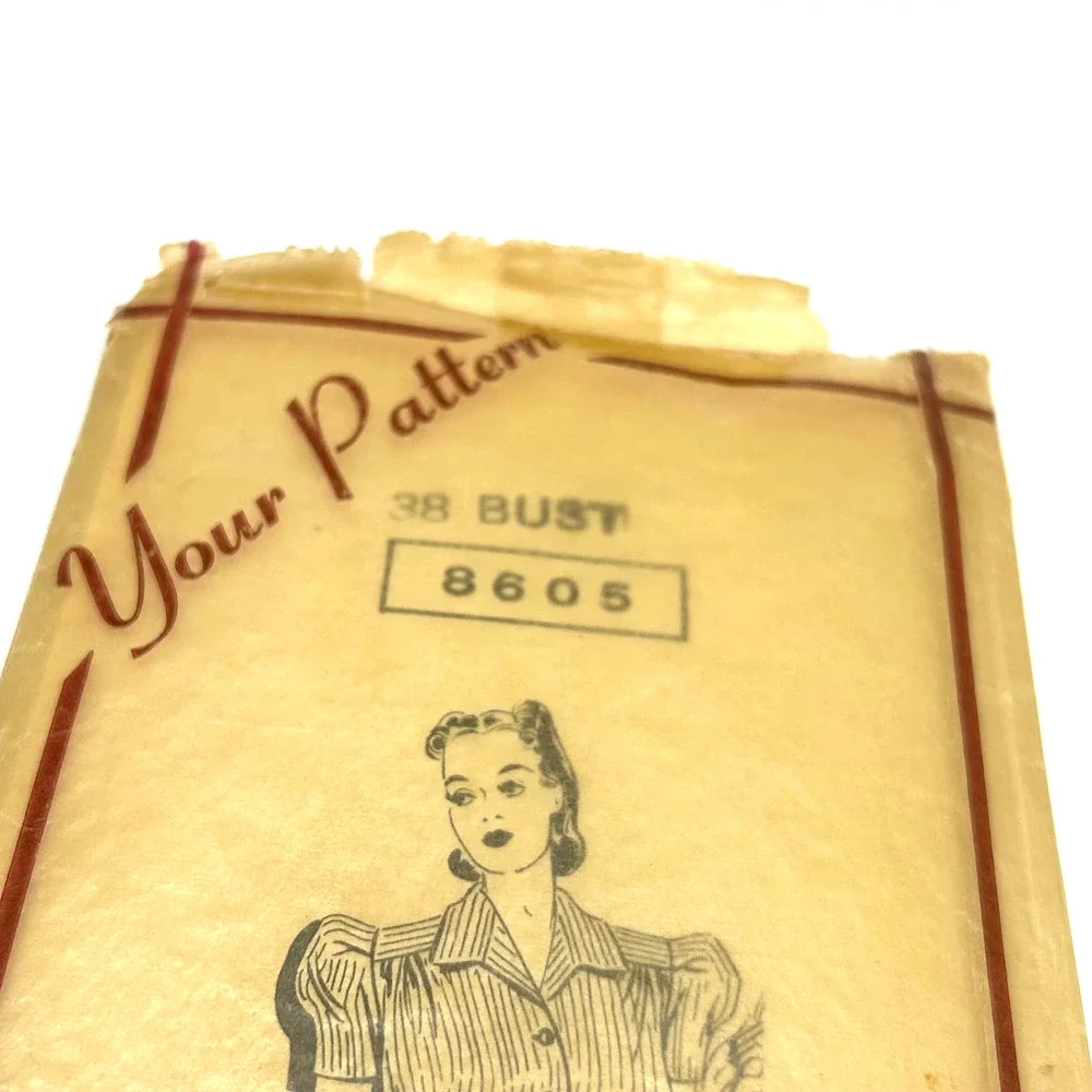 Mail Order Antique 1940's Pattern #8605 Indispensible Shirtwaister‎ Bust 38 RARE